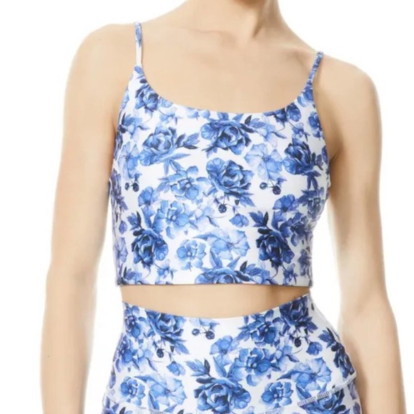 Floral Blue Women's Crop Top - Picture 13 of 13
